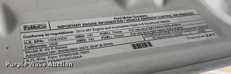 image for item EV3257 2015 Ford F550 flatbed truck