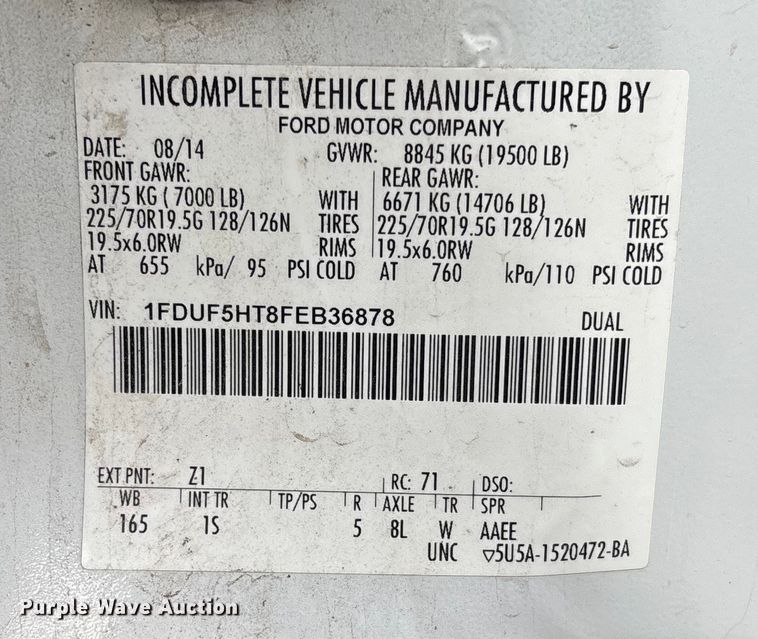 image for item EV3257 2015 Ford F550 flatbed truck