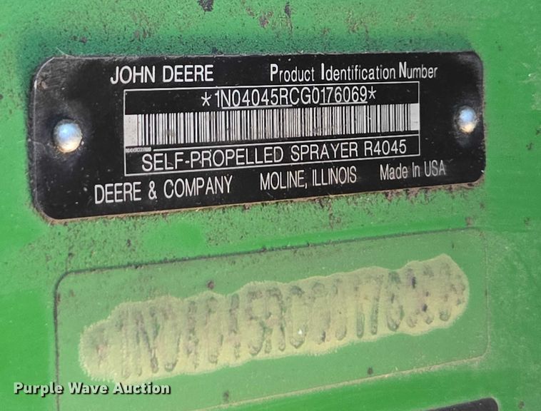 image for item EV5495 2016 John Deere R4045 sprayer