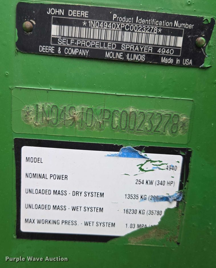 image for item EV5499 2012 John Deere 4940 spreader