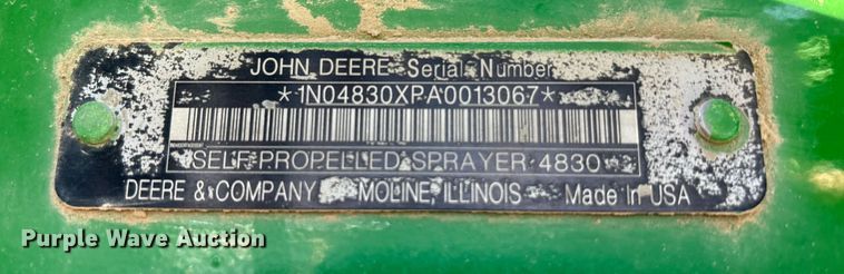 image for item FK1007 2011 John Deere 4830 sprayer