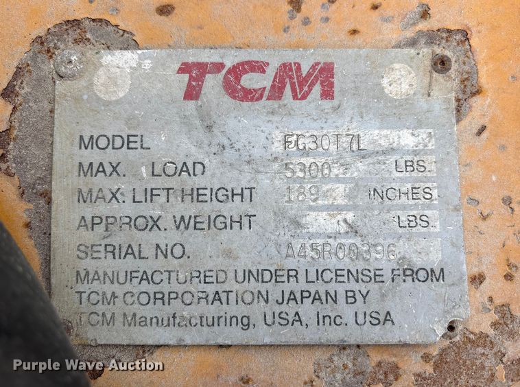image for item FK1015 TCM FG30T7L forklift
