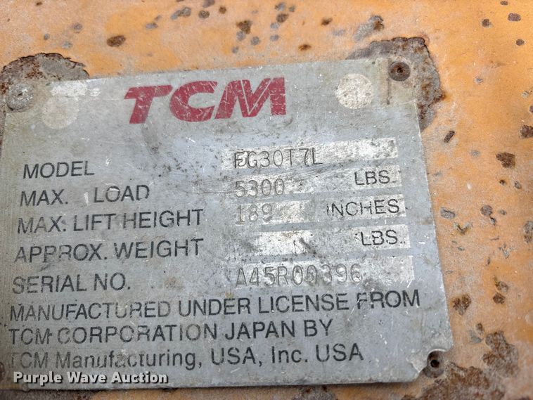 image for item FK1015 TCM FG30T7L forklift