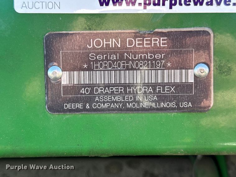 image for item YA1348 2022 John Deere RD40F Hydraflex flex draper head