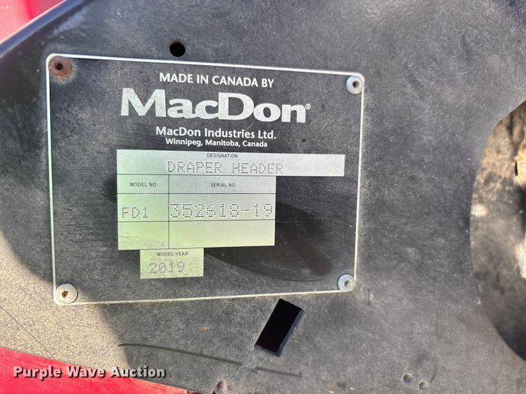 image for item YA1360 2019 MacDon FD140 flex draper head