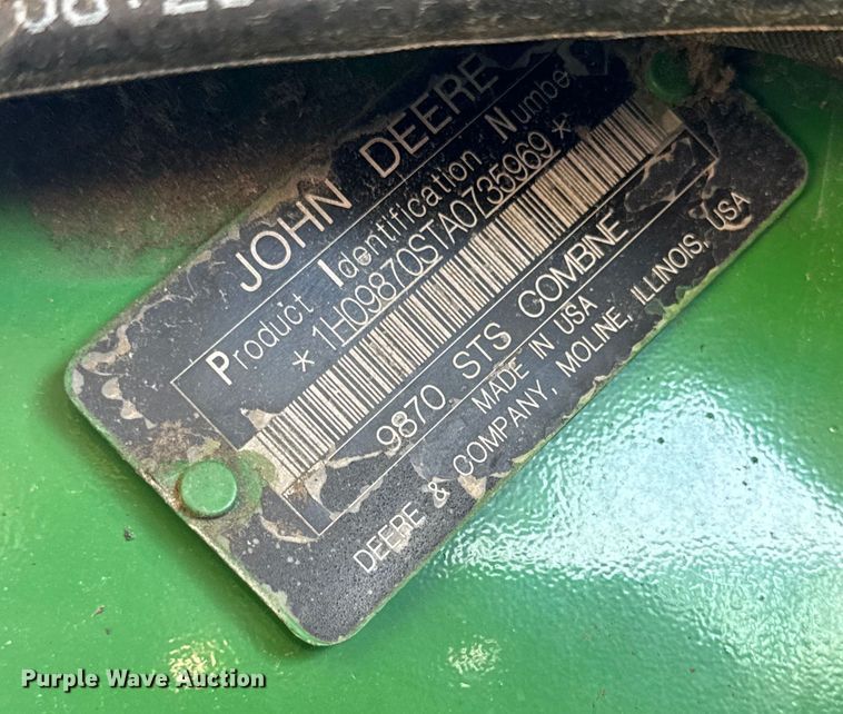 image for item YA1410 2010 John Deere 9870 STS combine