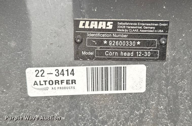 image for item YA1584 2022 Claas Corn head 12-30 corn head