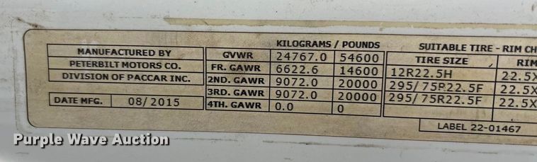 image for item DJ7910 2016 Peterbilt 567 semi truck