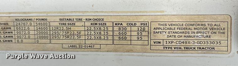 image for item DJ7910 2016 Peterbilt 567 semi truck