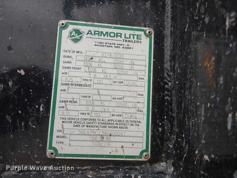 image for item DJ7911 2021 Armor Lite SHD/32/48 end dump trailer