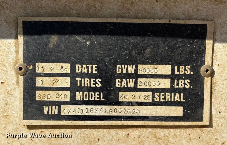 image for item DJ7933 1999 CPS Trailers SBD 240 bottom dump trailer