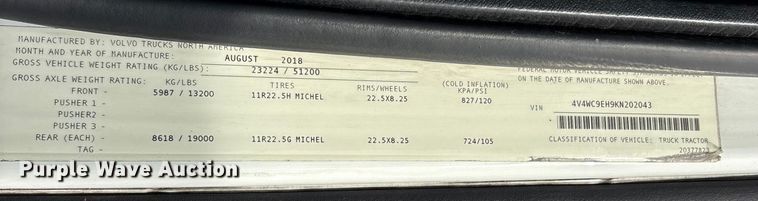 image for item DM1986 2019 Volvo VNR semi truck