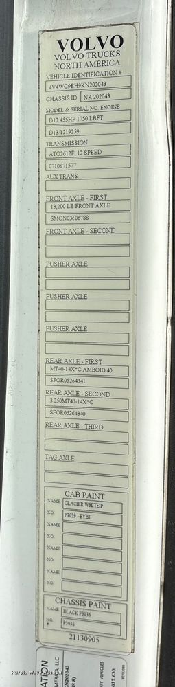 image for item DM1986 2019 Volvo VNR semi truck