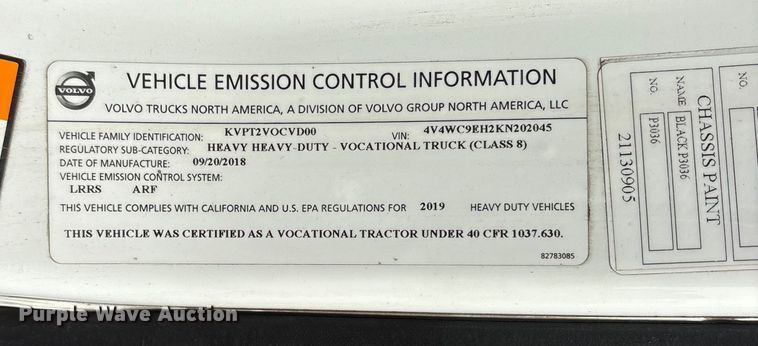 image for item DM1988 2019 Volvo VNR semi truck