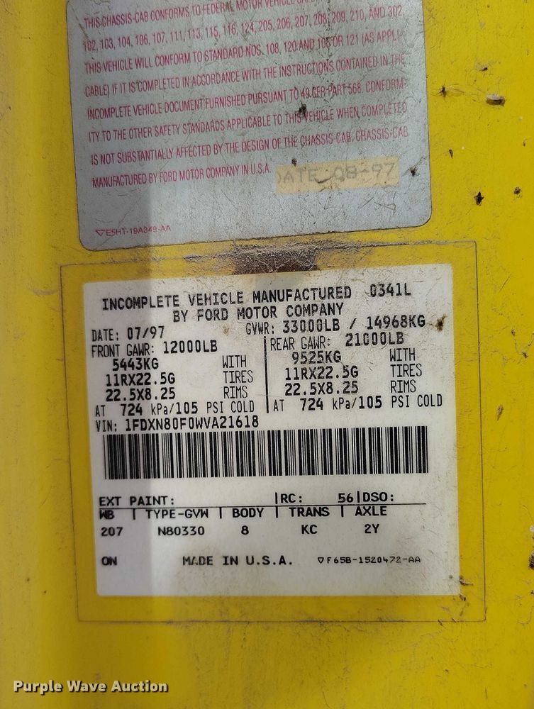 image for item DP5104 1998 Ford L8000 fuel truck