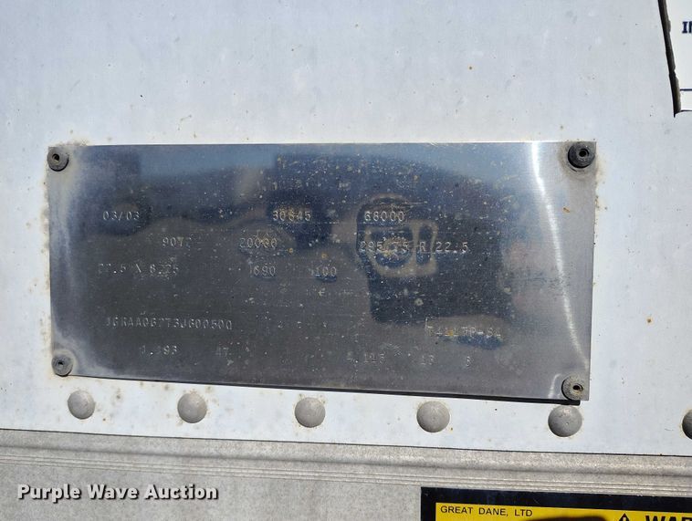 image for item DT0765 2003 Great Dane 7411TP-SA dry van trailer