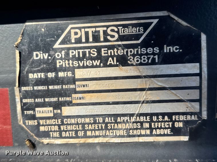 image for item DW6753 2008 Pitts LB35-33 drop deck equipment trailer