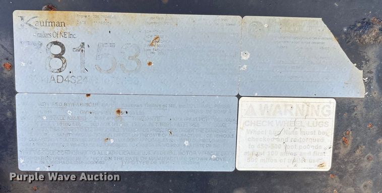 image for item DW7279 2015 Kaufman drop deck equipment trailer