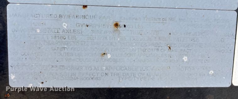 image for item DW7279 2015 Kaufman drop deck equipment trailer