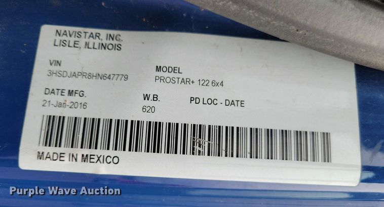 image for item DX6465 2017 International ProStar Plus 122 semi truck