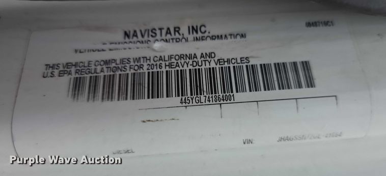 image for item DX7156 2016 International 7600 truck cab and chassis