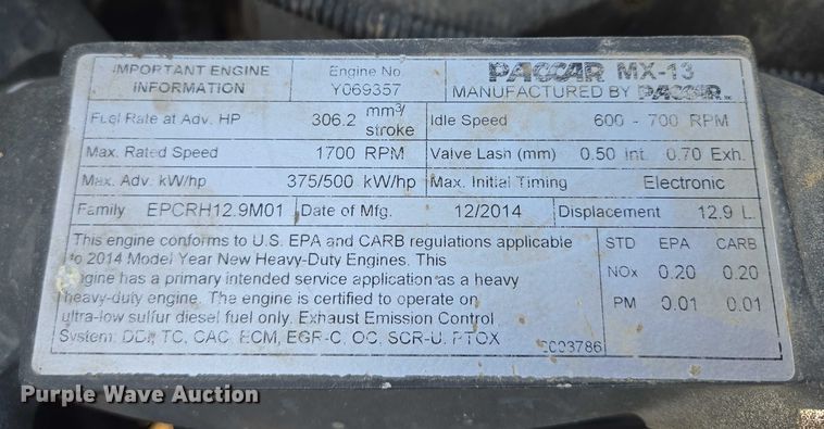 image for item EB1150 2016 Peterbilt 567 semi truck