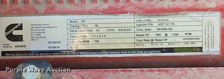 image for item EC1236 2018 Kenworth T8 Series semi truck