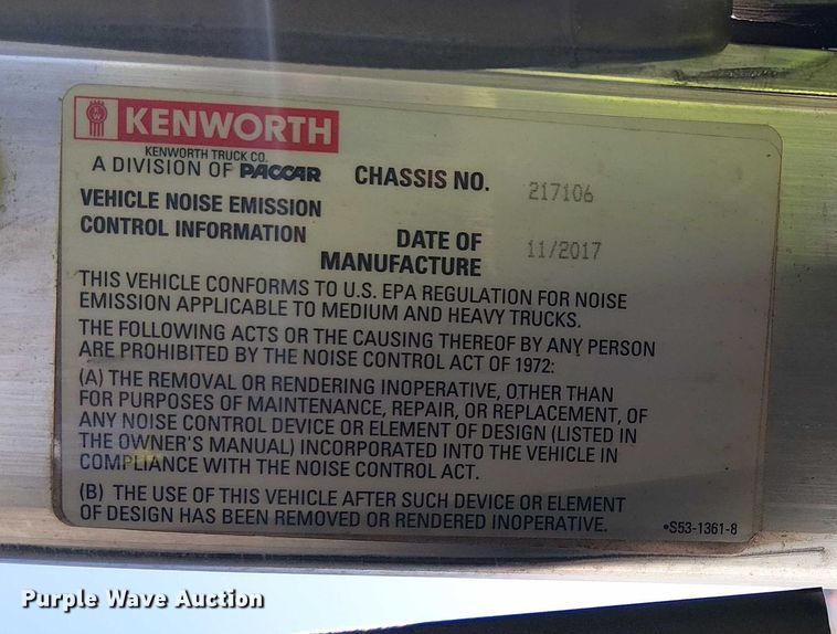 image for item EC1236 2018 Kenworth T8 Series semi truck