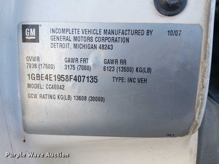 image for item EC1319 2008 Chevrolet C4500 utility / service truck