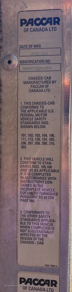 image for item EC3900 2015 Kenworth T370 truck cab and chassis
