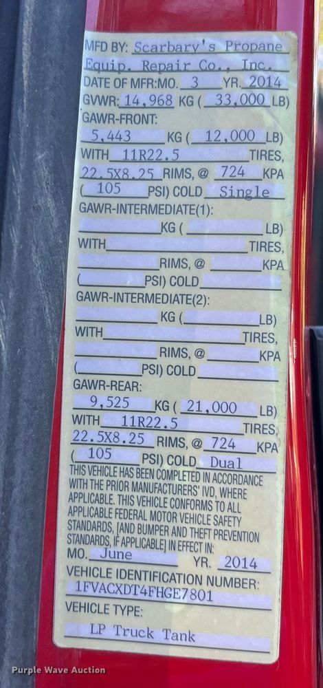 image for item EC3901 2015 Freightliner M2 truck cab and chassis