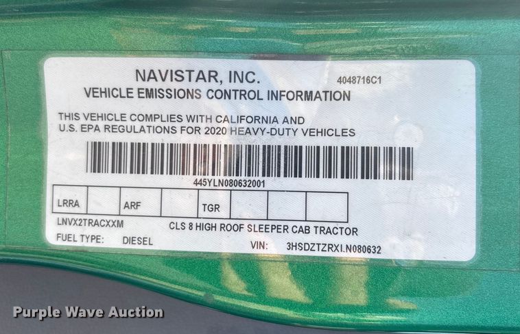 image for item EC3904 2020 International LT625 semi truck