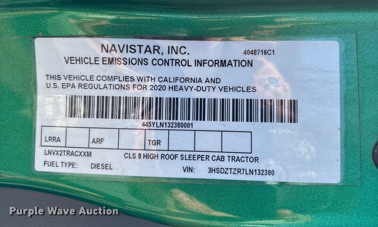 image for item EC3907 2020 International LT625 semi truck