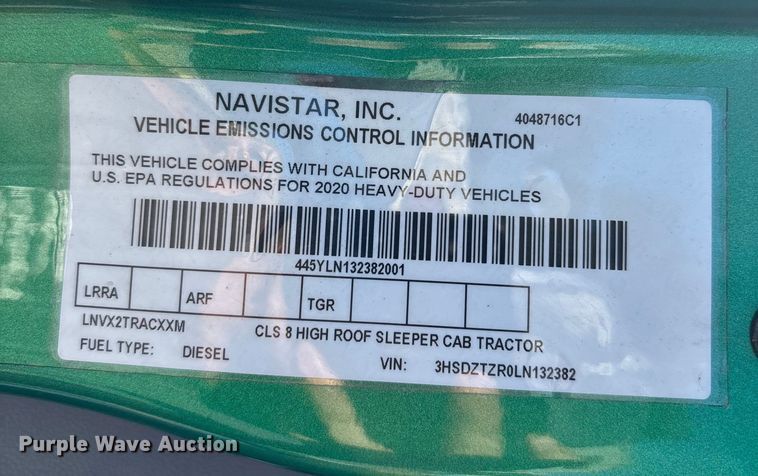 image for item EC3908 2020 International LT625 semi truck