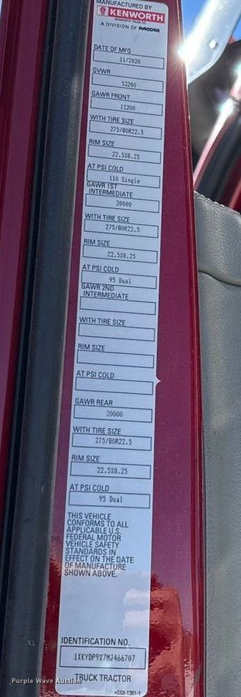 image for item ED2317 2021 Kenworth T680 semi truck