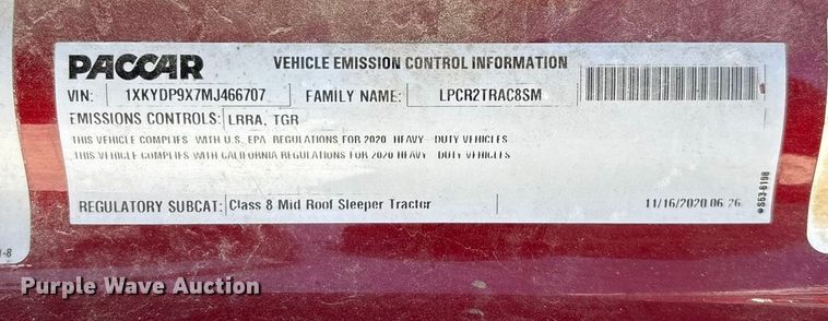 image for item ED2317 2021 Kenworth T680 semi truck