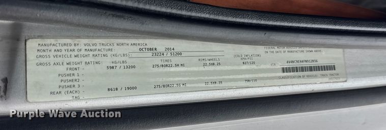 image for item EF2239 2015 Volvo VNL semi truck