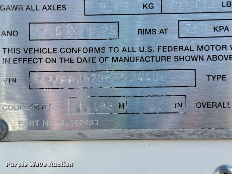 image for item EF2273 2015 Great Dane CSE-1314-02048 dry van trailer