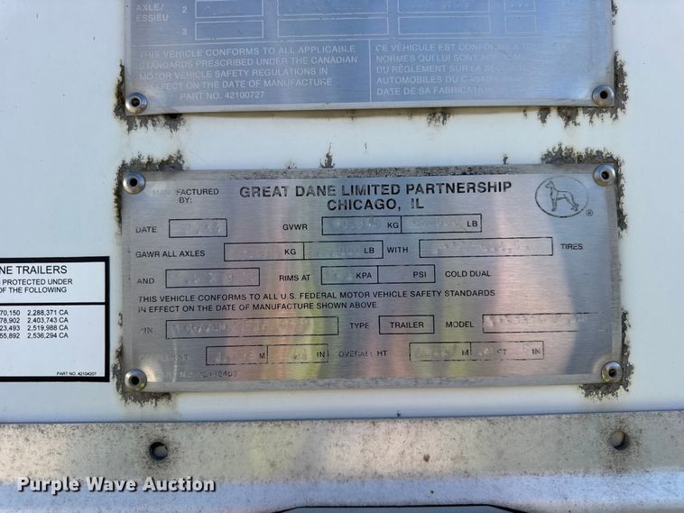 image for item EF2274 2015 Great Dane CSE-1314-02048 dry van trailer