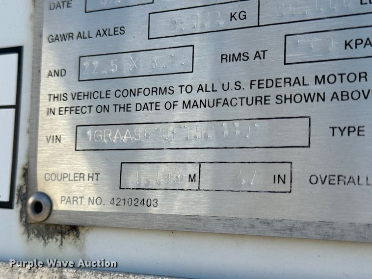 image for item EF2274 2015 Great Dane CSE-1314-02048 dry van trailer