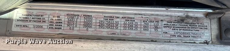 image for item EF6180 2007 Peterbilt 379 semi truck