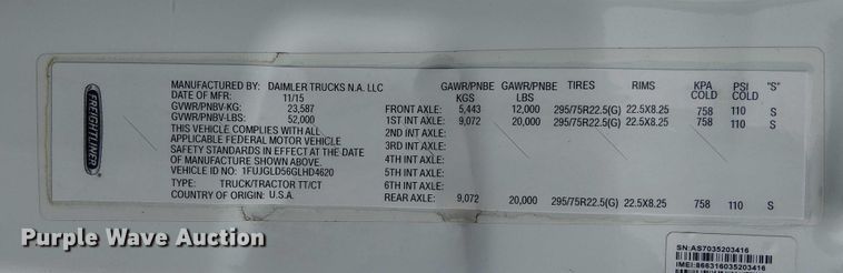 image for item EG1681 2016 Freightliner Cascadia semi truck