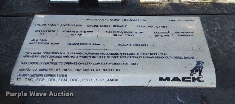 image for item EG1699 2018 Mack CHU613  semi truck