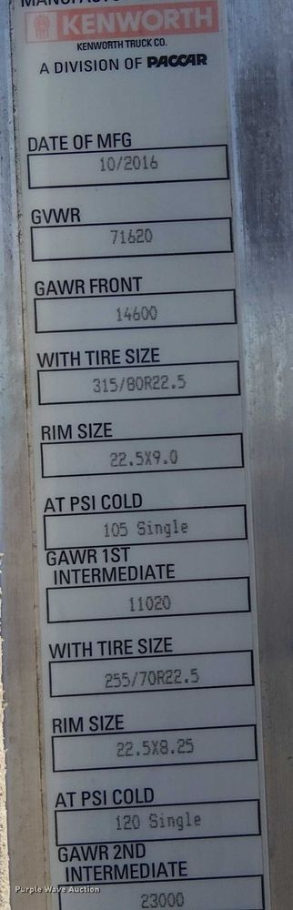 image for item EG8255 2017 Kenworth T800 semi truck