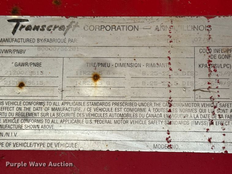 image for item EM2480 2002 Transcraft Corp TL80K flatbed trailer