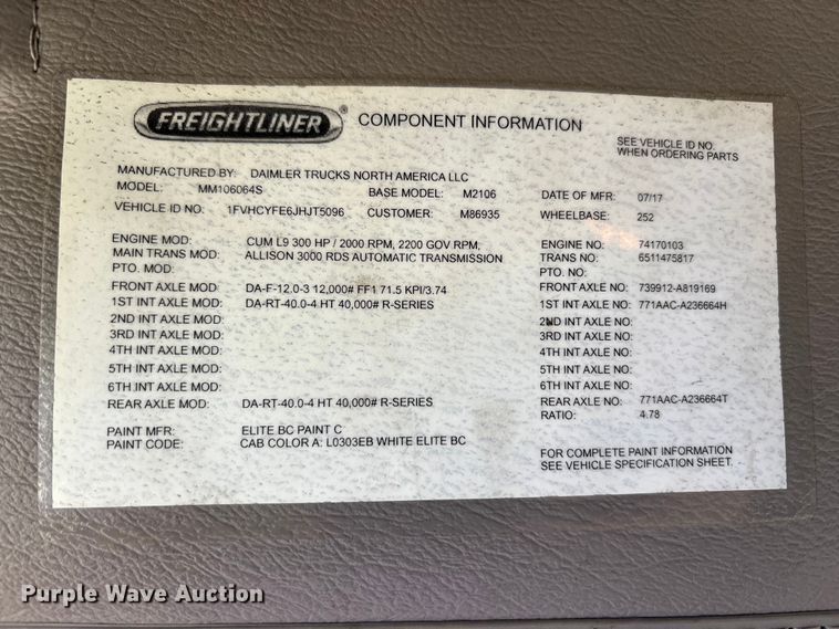 image for item EM6137 2018 Freightliner Business Class M2 refrigerated truck