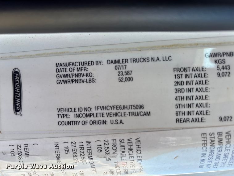 image for item EM6137 2018 Freightliner Business Class M2 refrigerated truck