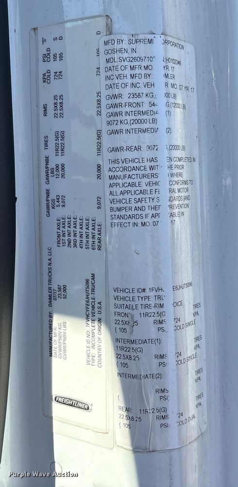 image for item EM6137 2018 Freightliner Business Class M2 refrigerated truck