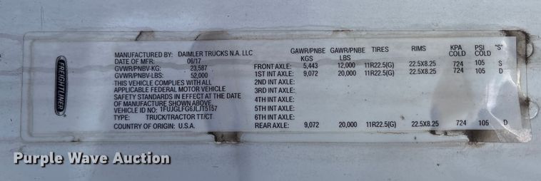 image for item EM6141 2018 Freightliner Cascadia 125 semi truck