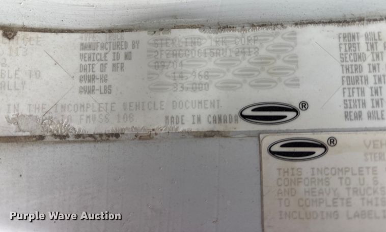 image for item EM6159 2005 Sterling Acterra propane delivery truck